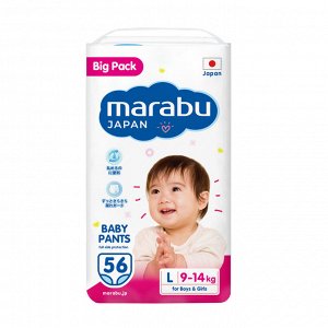 Подгузники-трусики MARABU Big Pack размер L (9-14кг), 56 шт.
