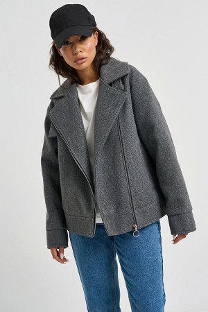Куртка из пальтовой ткани с шерстью графит