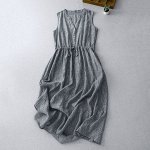 Женское платье-миди без рукавов, с принтом в полоску, синий