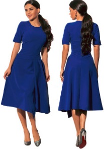 Асимметричное платье средней длины с коротким рукавом цвет: СИНИЙ