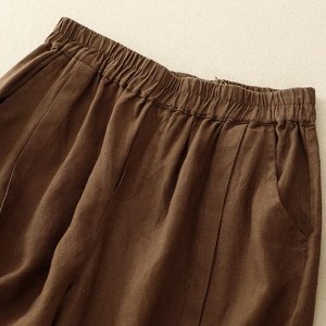 Женские шорты с эластичным поясом, коричневый