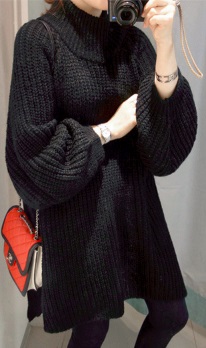 Платье-свитер с длинным рукавом цвет: ЗЕЛЕНЫЙ
