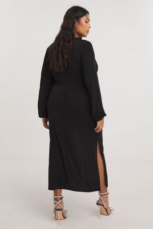 Черное платье миди с облегающим узлом спереди Simply Be