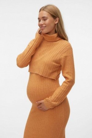 Вязаное платье-свитер для кормящих мам с высоким воротником Mamalicious