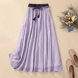 Женская юбка с высокой посадкой и эластичным поясом, фиолетовый