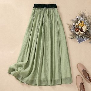 Женская юбка с высокой посадкой и эластичным поясом, зеленый