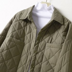Стеганая весенне-осенняя куртка с накладными карманами, оливковый