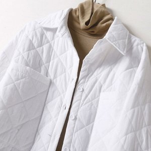 Стеганая весенне-осенняя куртка с накладными карманами, белый