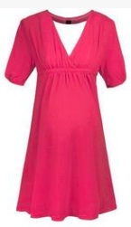 Платье под грудь с коротким рукавом (подходит для беременных) цвет: ЯРКО-РОЗОВЫЙ