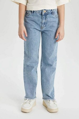 Джинсовые брюки прямого кроя со стандартными штанинами для девочек