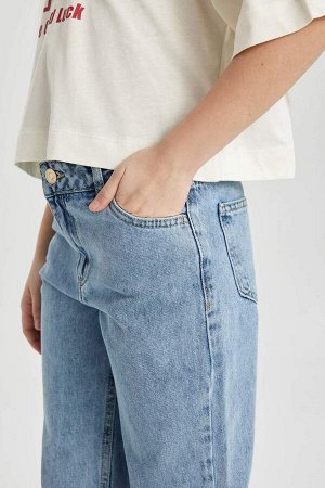 Джинсовые брюки прямого кроя со стандартными штанинами для девочек