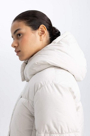 DeFactoFit Надувная водонепроницаемая куртка-пуховик стандартной посадки с капюшоном и флисовой подкладкой