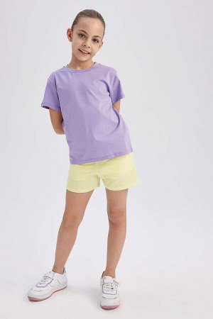 Школьная футболка с круглым вырезом и короткими рукавами для девочек