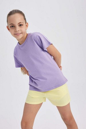 Школьная футболка с круглым вырезом и короткими рукавами для девочек
