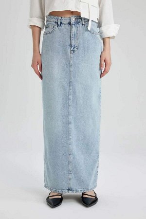 Длинная джинсовая юбка длинного кроя
