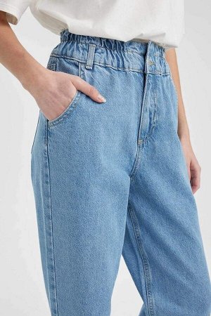 DEFACTO Джинсовые брюки длиной до щиколотки с высокой талией в бумажном пакете