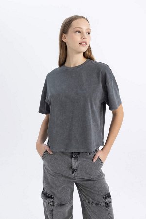 Моющаяся футболка Cool Oversize с короткими рукавами и эффектом потертостей