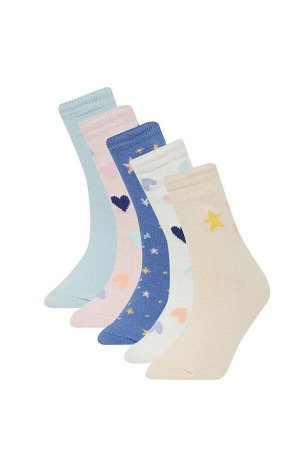 Длинные хлопковые носки для девочек из пяти предметов