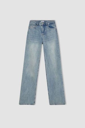 Длинные джинсовые брюки с завышенной талией Afra x DeFacto