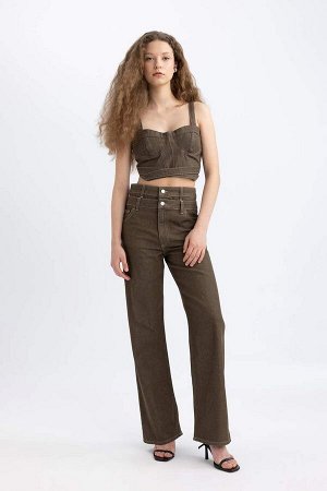 Длинные тканые джинсовые брюки Afra x DeFacto в стиле 90-х с высокой талией и широкими штанинами