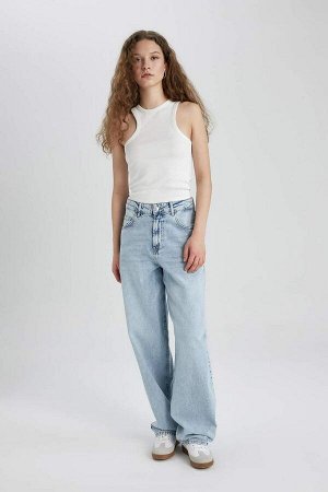 Длинные джинсовые брюки Afra x DeFacto Baggy с высокой талией