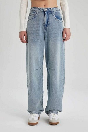 Длинные джинсовые брюки Baggy с завышенной талией