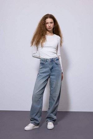 Длинные джинсовые брюки Baggy с завышенной талией