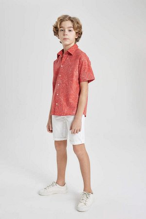DEFACTO Рубашка оверсайз с воротником-поло и короткими рукавами для мальчика