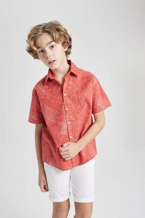 Рубашка оверсайз с воротником-поло и короткими рукавами для мальчика