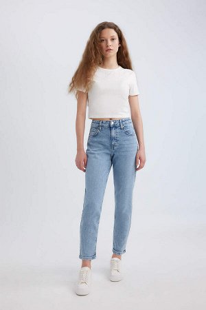 Lina Comfort Mom Fit Высокая удобная посадка Легкие узкие джинсовые брюки длиной до щиколотки