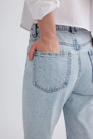 Джинсовые брюки длиной до щиколотки с высокой талией для мамы