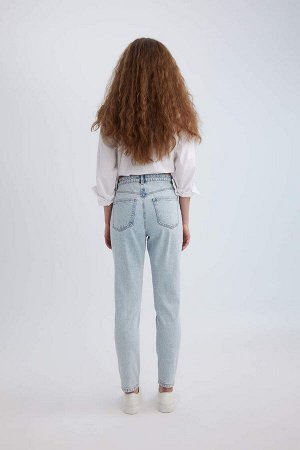 Джинсовые брюки длиной до щиколотки с высокой талией для мамы