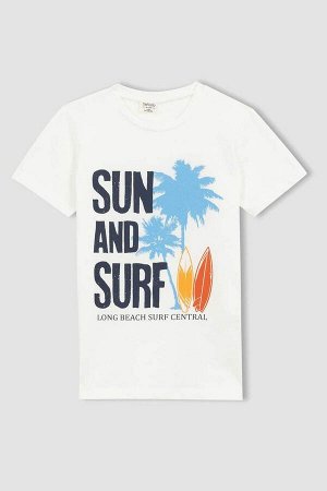 Комплект из 2 футболки с короткими рукавами с принтом и шорт для плавания для мальчика