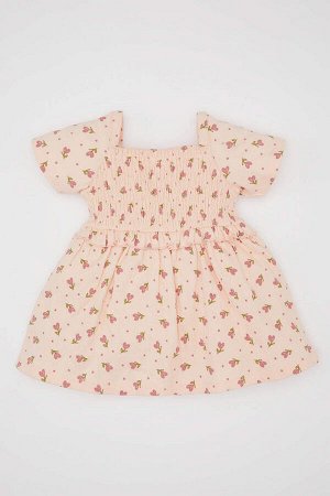 Платье с короткими рукавами и цветочным принтом для маленьких девочек