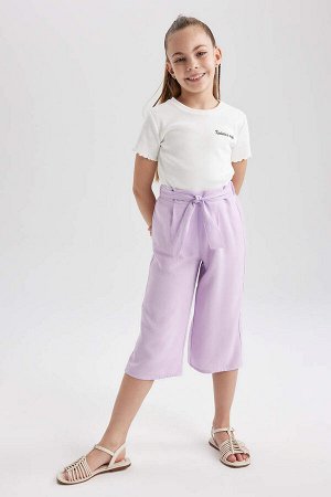 Широкие вискозные брюки-кюлоты для девочек
