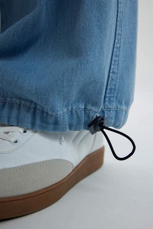 Джинсовые брюки Jogger с высокой талией длиной до щиколотки и парашютом
