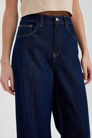 DEFACTO Широкие укороченные джинсовые брюки с высокой талией и широкими штанинами