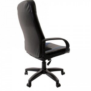 Кресло офисное BRABIX Strike EX-525, экокожа черная/синяя, т