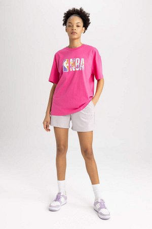 DeFactoFit Лицензированная НБА футболка оверсайз с круглым вырезом и короткими рукавами из 100% хлопка