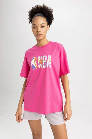 DeFactoFit Лицензированная НБА футболка оверсайз с круглым вырезом и короткими рукавами из 100% хлопка