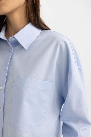 Укороченная оксфордская рубашка с длинным рукавом