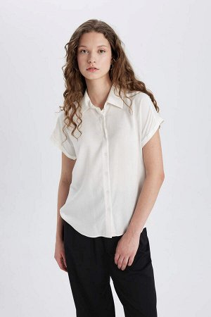 DEFACTO Рубашка с коротким рукавом обычного кроя с рубашечным воротником