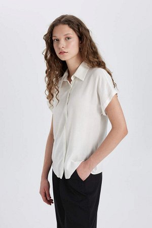 DEFACTO Рубашка с коротким рукавом обычного кроя с рубашечным воротником