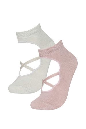 Женские хлопковые носки-балерины из двух частей