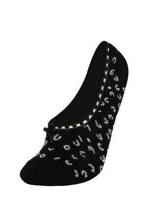 DEFACTO Женские хлопковые носки-балерины из трех предметов с аппликацией с леопардовым рисунком