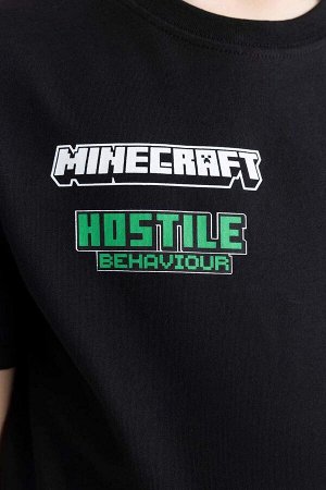 DEFACTO Футболка Minecraft стандартного кроя с круглым вырезом для мальчиков и короткими рукавами