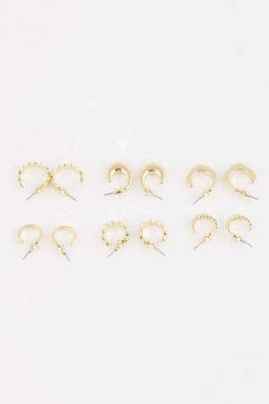 DEFACTO Женские золотые серьги-кольца из шести частей