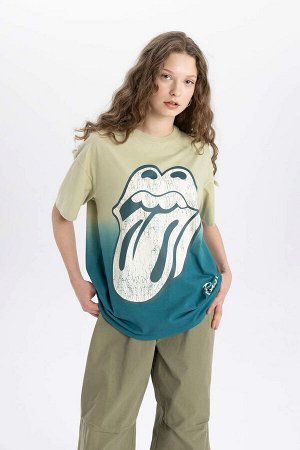 Футболка Oversize с круглым вырезом и короткими рукавами с принтом Rolling Stones