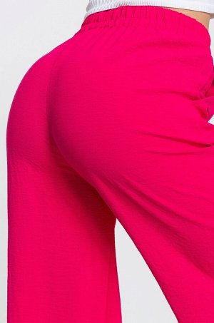Женские летние брюки палаццо из ткани-жатка
