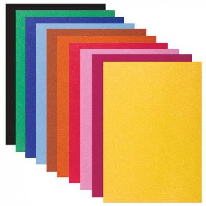 Цветная бумага А5 БАРХАТНАЯ, 10 цветов, BRAUBERG, 148х210мм,